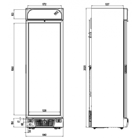 Congélateur porte vitrée 382 L