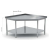 Table de travail d'angle avec dosseret et étagère en inox POL-105