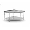 Table de travail d'angle avec dosseret et étagère en inox POL-105