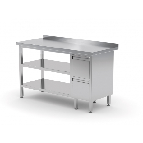 Table de travail avec dosseret, armoire avec deux tiroirs et deux étagères POL-125-L/2