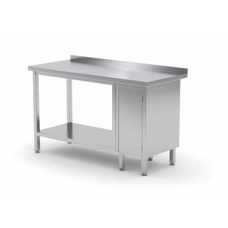 Table de travail avec dosseret, armoire avec porte battante et tablette inférieure POL-126