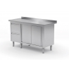 Table de travail avec dosseret, armoire à deux tiroirs et portes coulissantes POL-130