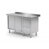 Table de travail avec dosseret, armoire à deux tiroirs et portes coulissantes POL-130