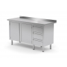Table de travail avec dosseret, armoire à trois tiroirs et portes battantes POL-137