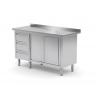 Table de travail avec dosseret, armoire à trois tiroirs et portes coulissantes POL-138