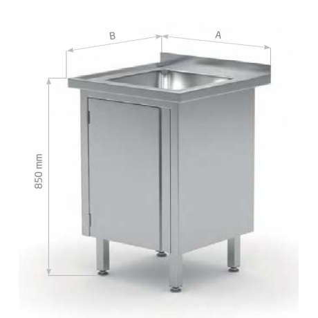 Table avec évier et meuble avec porte battante POL-218-1