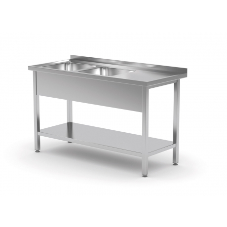 Table avec deux lavabos et étagère inférieure POL-222