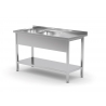 Table avec deux lavabos et étagère inférieure POL-222