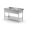 Table avec deux lavabos et étagère inférieure POL-222