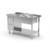 Table avec deux lavabos, étagère et meuble à deux tiroirs POL-225