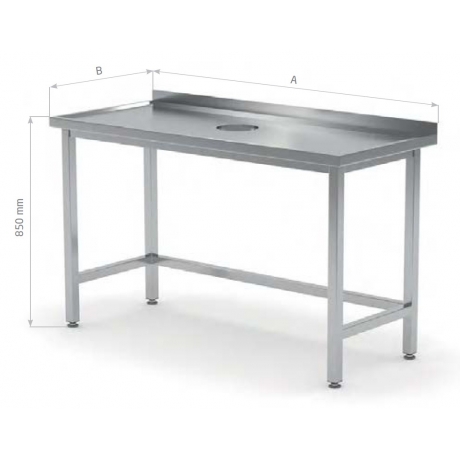 Table de travail avec dosseret et trou d'évacuation POL-235