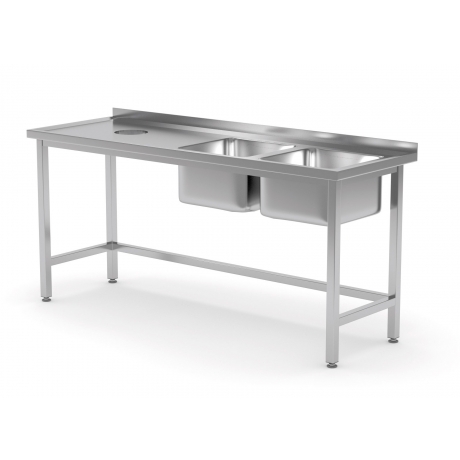 Table avec deux éviers et trou pour les déchets POL-246