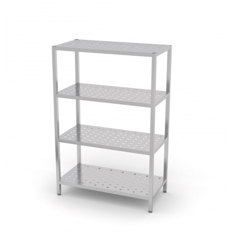 Rack de stockage avec 4 étagères perforées POL-344