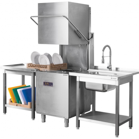 Table adossée de chargement avec étagère,1 bac, soudée