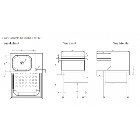 Lave main de rangement sur pieds h900