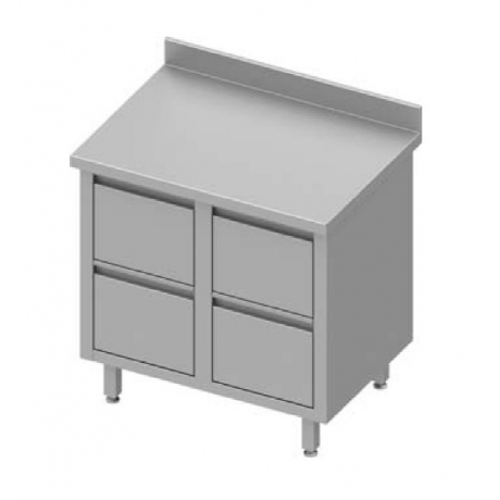 Table adossée avec quatre tiroirs