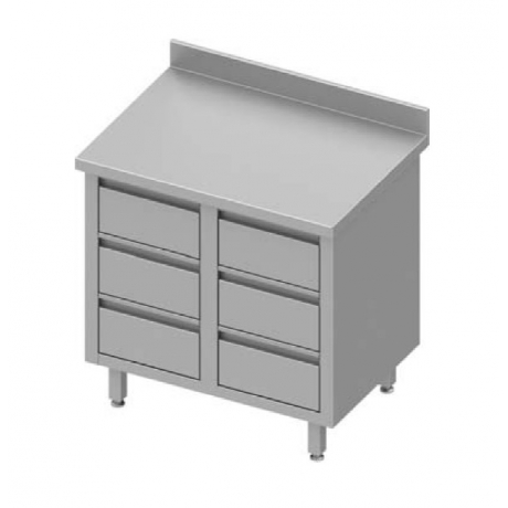 Table adossée avec six tiroirs