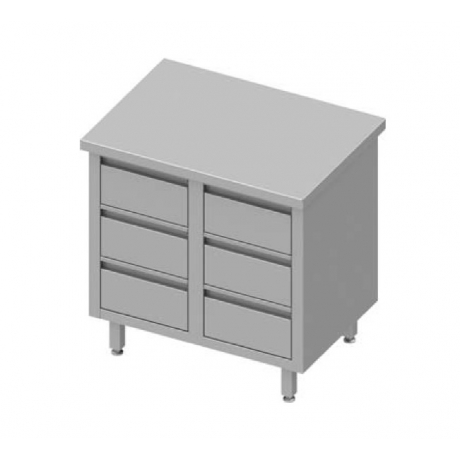 Table centrale avec six tiroirs