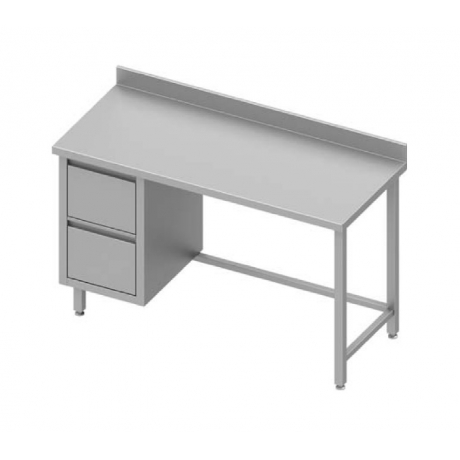 Table adossée avec meuble à deux tiroirs