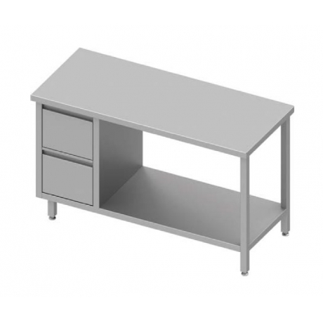 Table centrale avec meuble à deux tiroirs + étagère à gauche