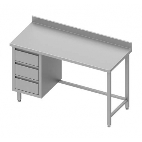 Table adossée avec trois tiroirs à gauche