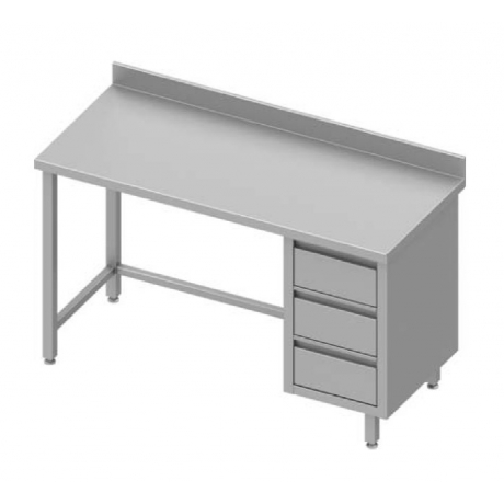 Table adossée avec trois tiroirs à droite