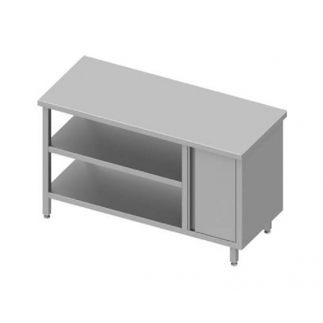 Table centrale avec placard à droite et deux étagères