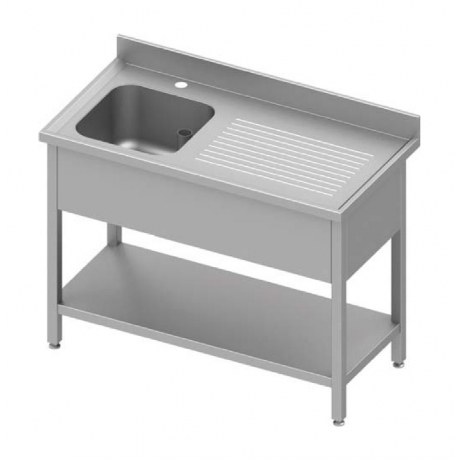 Table adossée avec cuve à gauche et étagère