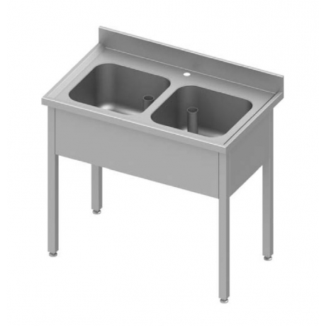 Table adossée avec double cuve