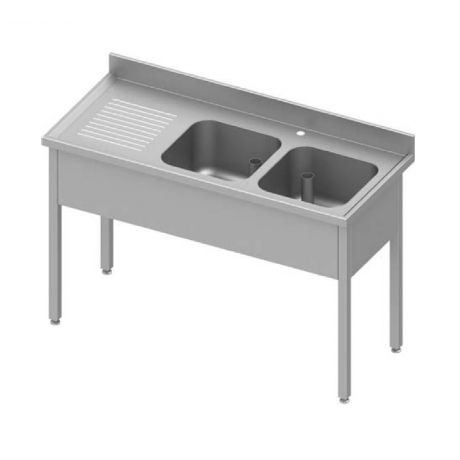 Table adossée avec double cuve