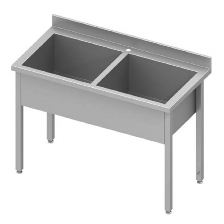 Table inox avec 2 bacs