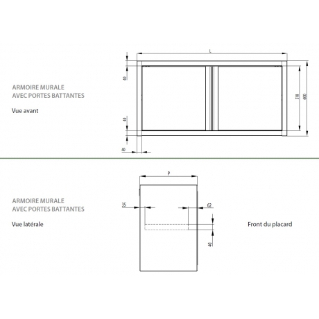 Armoire murale avec deux portes battantes