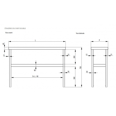 Large étagère du chef double