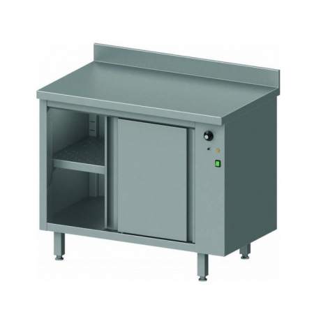 Table adossée avec placard chauffant et portes coulissantes