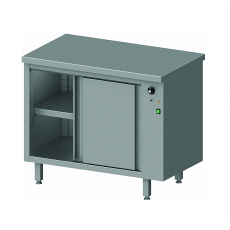 Table centrale avec placard chauffant et portes coulissantes