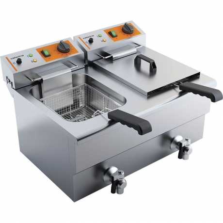Friteuse double avec robinet 2x8 L