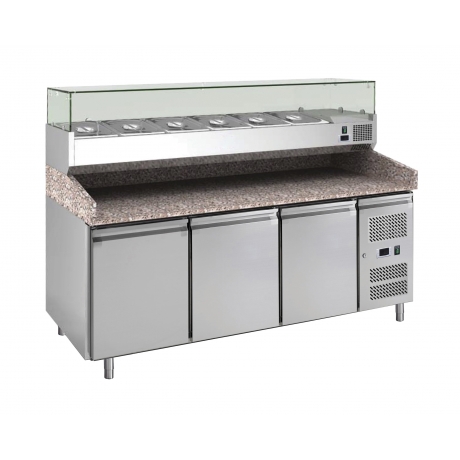 Meuble préparation Pizza Granit avec saladette 3 Portes : 3 010,80 € HT | Colddistribution