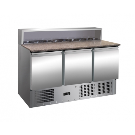 Table à pizza 3 Portes avec insert pour Bacs Gastronormes