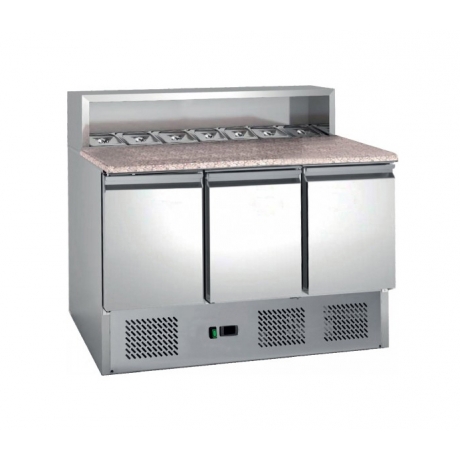 Table à pizza 3 Portes avec insert pour Bacs Gastronormes