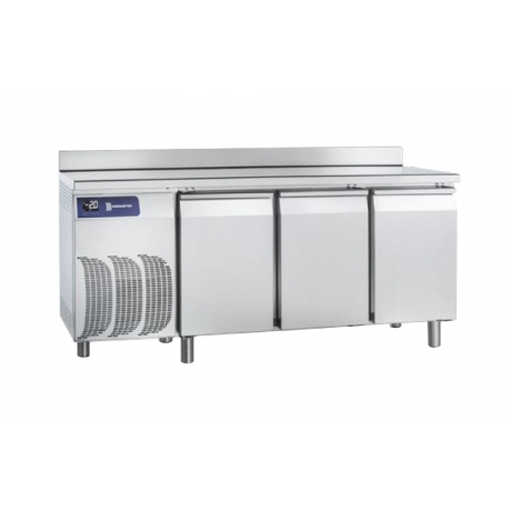 Arrière de bar positif en inox avec plan de travail et dosseret 430 L