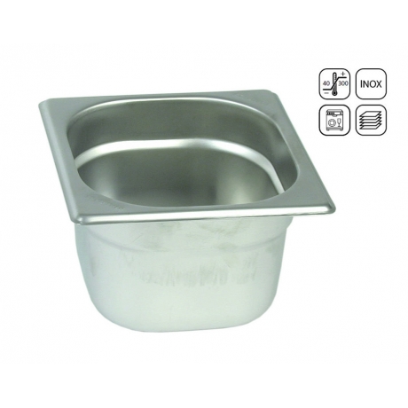 Bac GN 1/6 en inox standard 176x162 mm