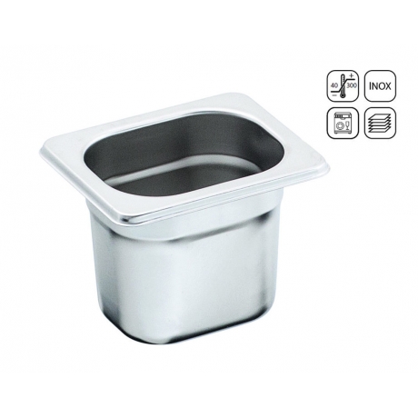 Bac GN 1/12 en inox standard 132x108 mm