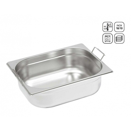 Bac GN 1/2 en inox à poignée mobile 325x265 mm