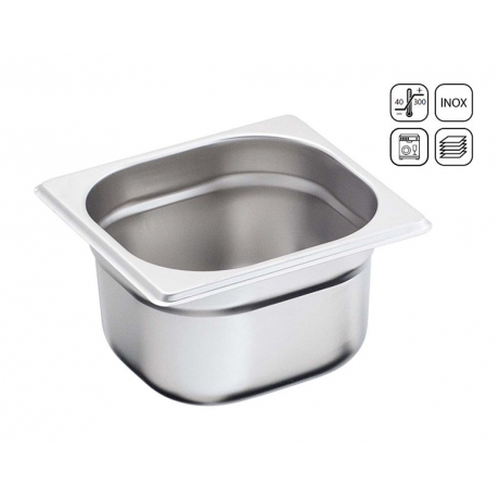 Bac GN 1/6 Eco en acier inox 176x162 mm