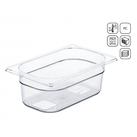 Bac GN 1/4 en polycarbonate premium 265x164 mm