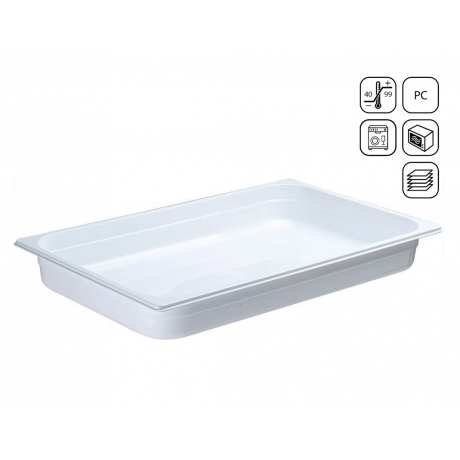 Bac GN 1/1 en polycarbonate blanc premium 530x325 mm