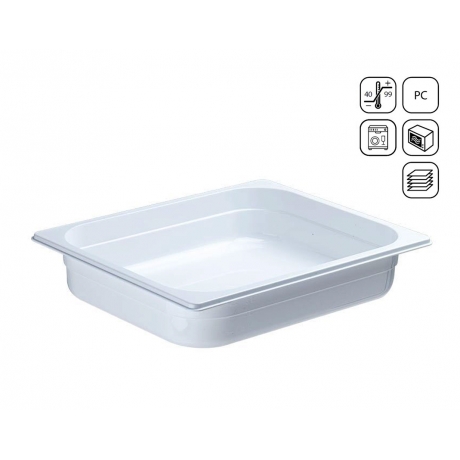 Bac GN 1/2 en polycarbonate blanc premium 365x265 mm
