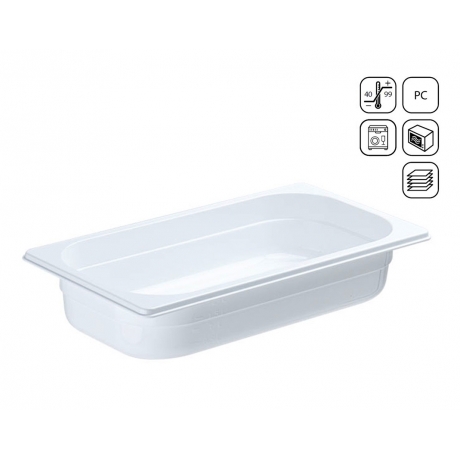 Bac GN 1/3 en polycarbonate blanc premium 365x176 mm