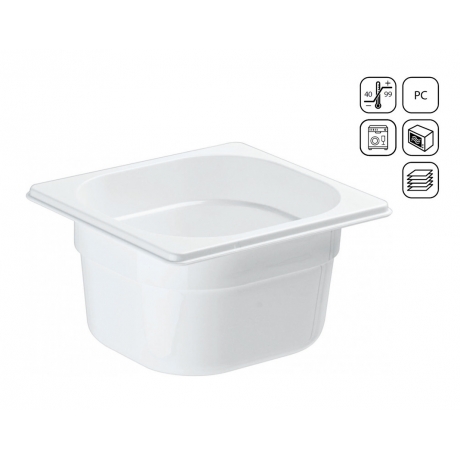 Bac GN 1/6 en polycarbonate blanc premium 176x162 mm