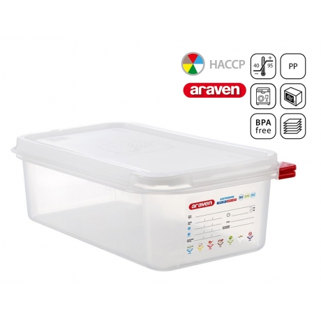 Bac GN 1/3 en polypropylène avec couvercle 325x176 mm